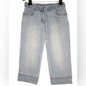 CAbi Light Wash Wide Leg Capri Jeans Size 8